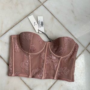 Fleur Du Mal Lacy Bustier Top - Dusty Pink - NWT